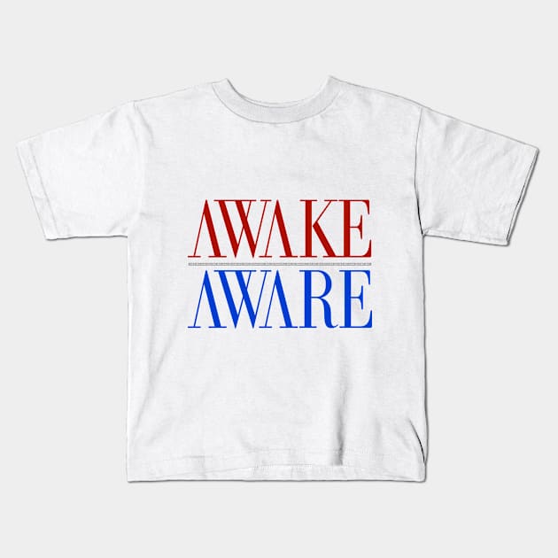 V2020-AWAKE/AWARE [RED OVER BLUE] Kids T-Shirt by VISION2020